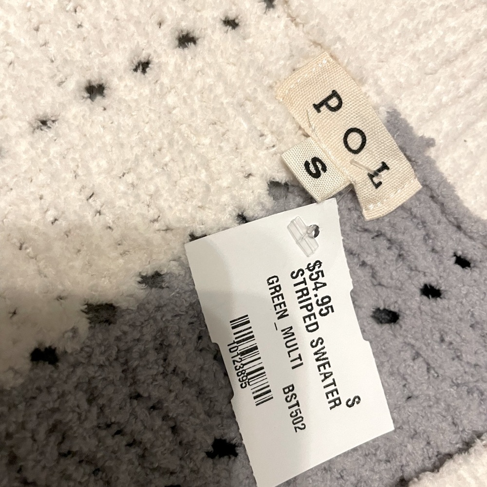 POL Green Navy Bold on Stripes Sweater Pullover Women’s Relaxed Small.